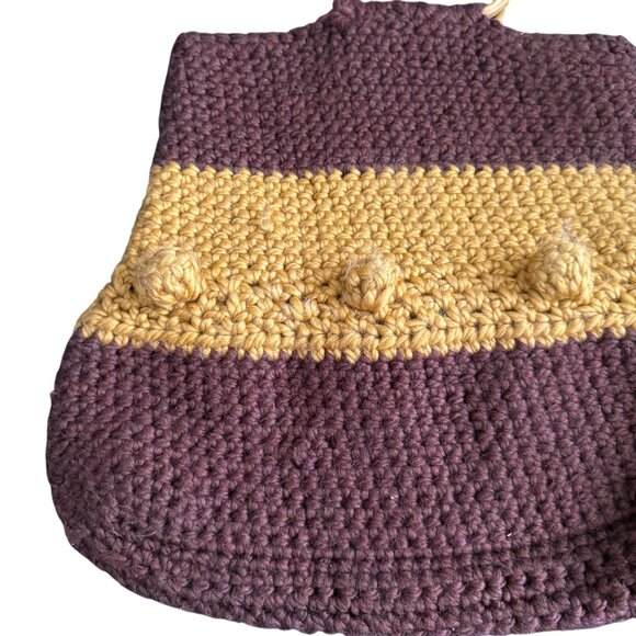 Vintage Handcrafted Crochet Tote Bag With Bamboo Handles - Picture 4 of 4